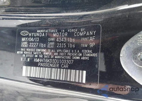 2013 Hyundai Genesis 2.0T Premium из США, поврежденный, VIN KMHHT6KD3DU103307